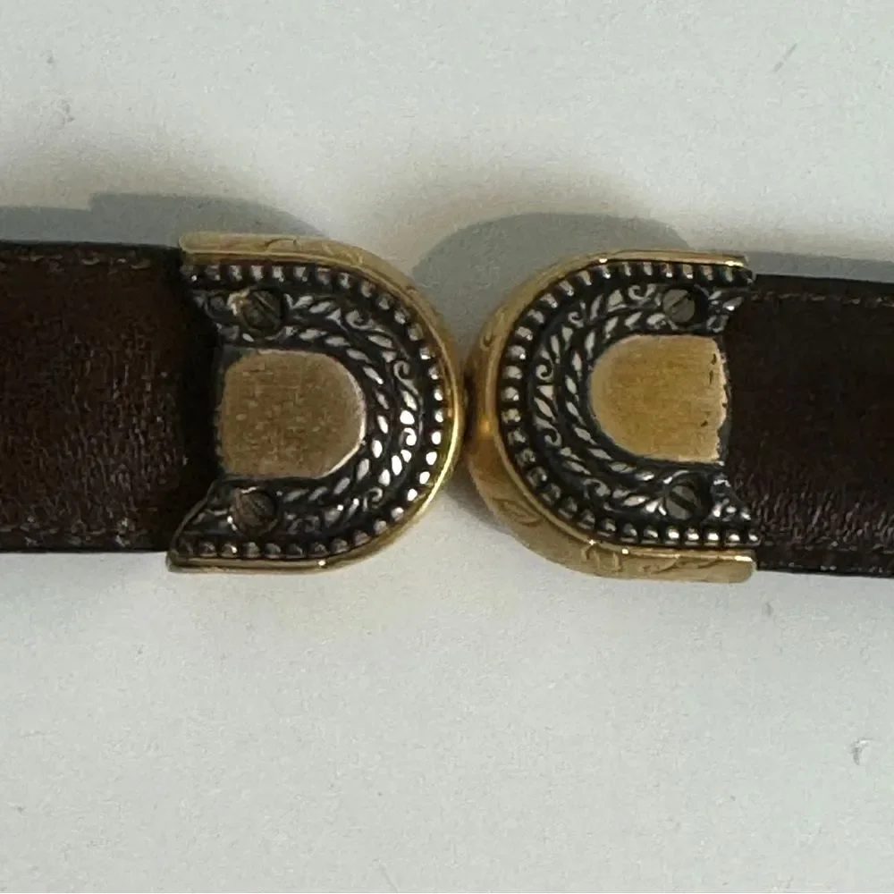 Vintage Leather Reversible Twist Black Brown Flip Belt 36